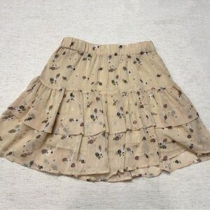 Free People Women’s Mini Skirt Small Tiered Ruffle Floral Cottagecore Bohemian